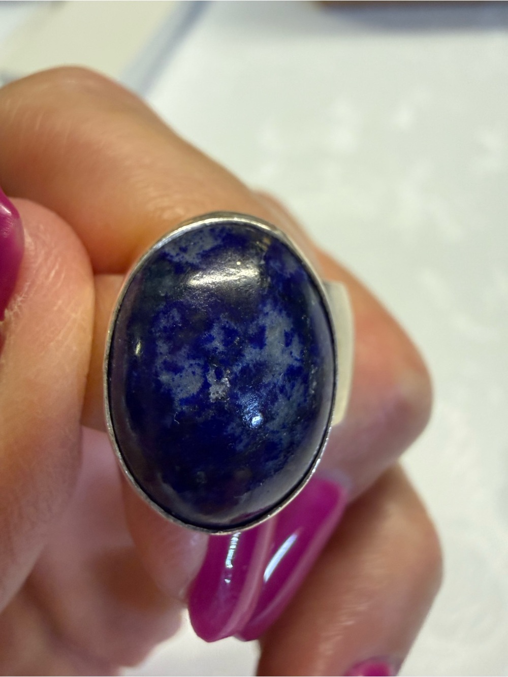 Size 9 Sterling Silver Oval Sodalite Ring